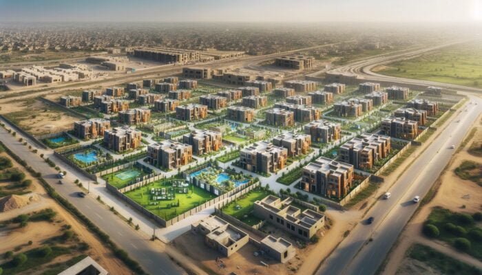 Modern urban landscape depicting affordable housing in Pakistan